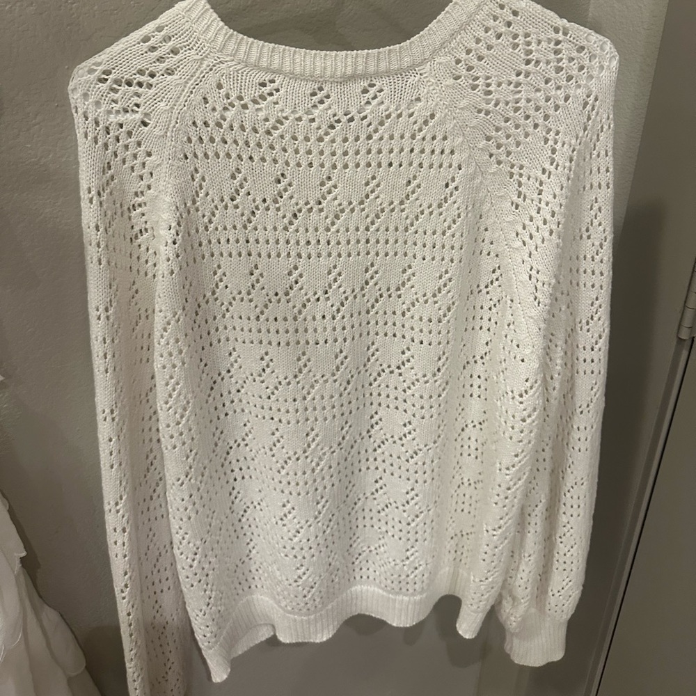 Sezane Cream Openwork Knit Button Cardigan - Picture 4 of 4